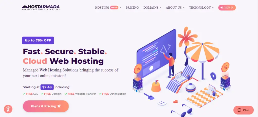 Hostarmada web hosting
