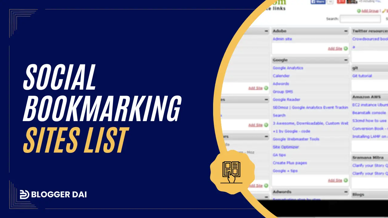 Dofollow Social Bookmarking Sites List Blogger Dai